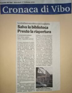 Articoli 2016 Salva la biblioteca