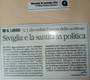il quotidiano 30.11.2016 - Agostino Siviglia